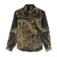 New Zealand Darts Women Casual Shirt Skull In Dart We Trust Maori Pattern - Polynesian Pride