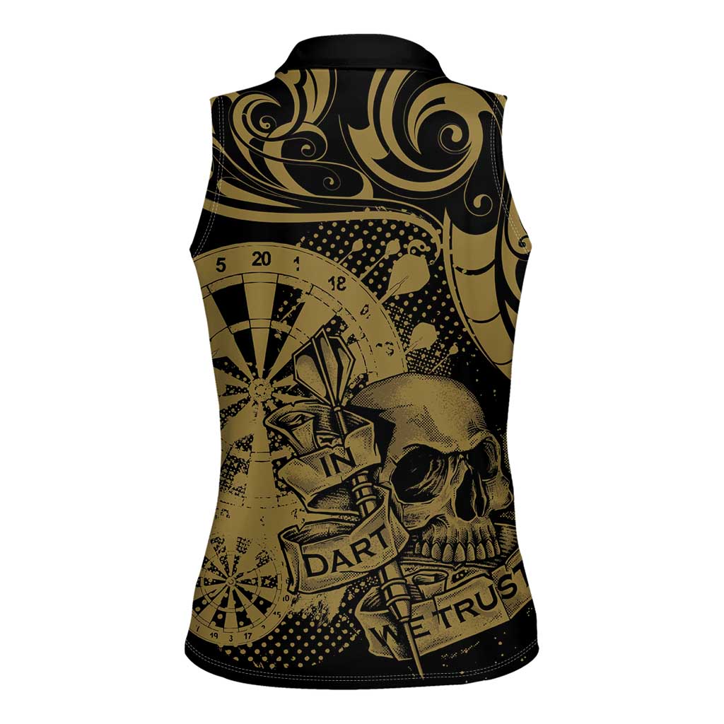 New Zealand Darts Women Sleeveless Polo Shirt Skull In Dart We Trust Maori Pattern - Polynesian Pride