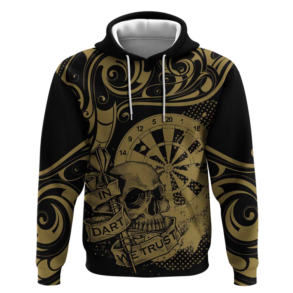 New Zealand Darts Zip Hoodie Skull In Dart We Trust Maori Pattern - Polynesian Pride