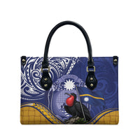 Magnificent Frigatebird Nauru Leather Bag Pandanus Weaving Polynesian Pattern LT14 - Polynesian Pride