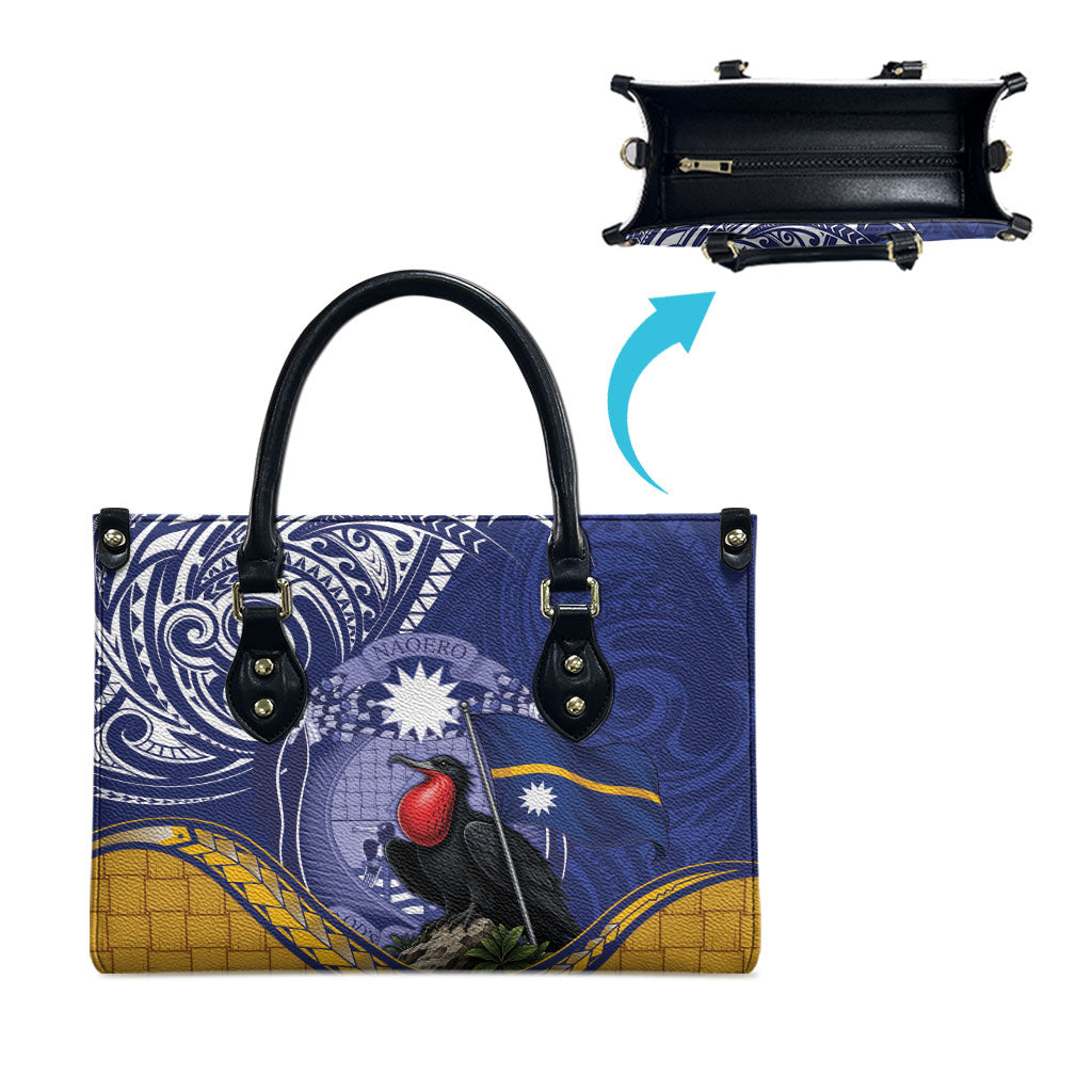 Magnificent Frigatebird Nauru Leather Bag Pandanus Weaving Polynesian Pattern LT14 - Polynesian Pride