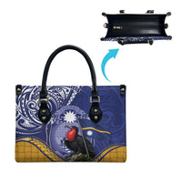 Magnificent Frigatebird Nauru Leather Bag Pandanus Weaving Polynesian Pattern LT14 - Polynesian Pride
