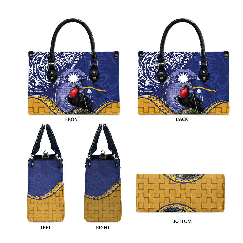 Magnificent Frigatebird Nauru Leather Bag Pandanus Weaving Polynesian Pattern LT14 - Polynesian Pride