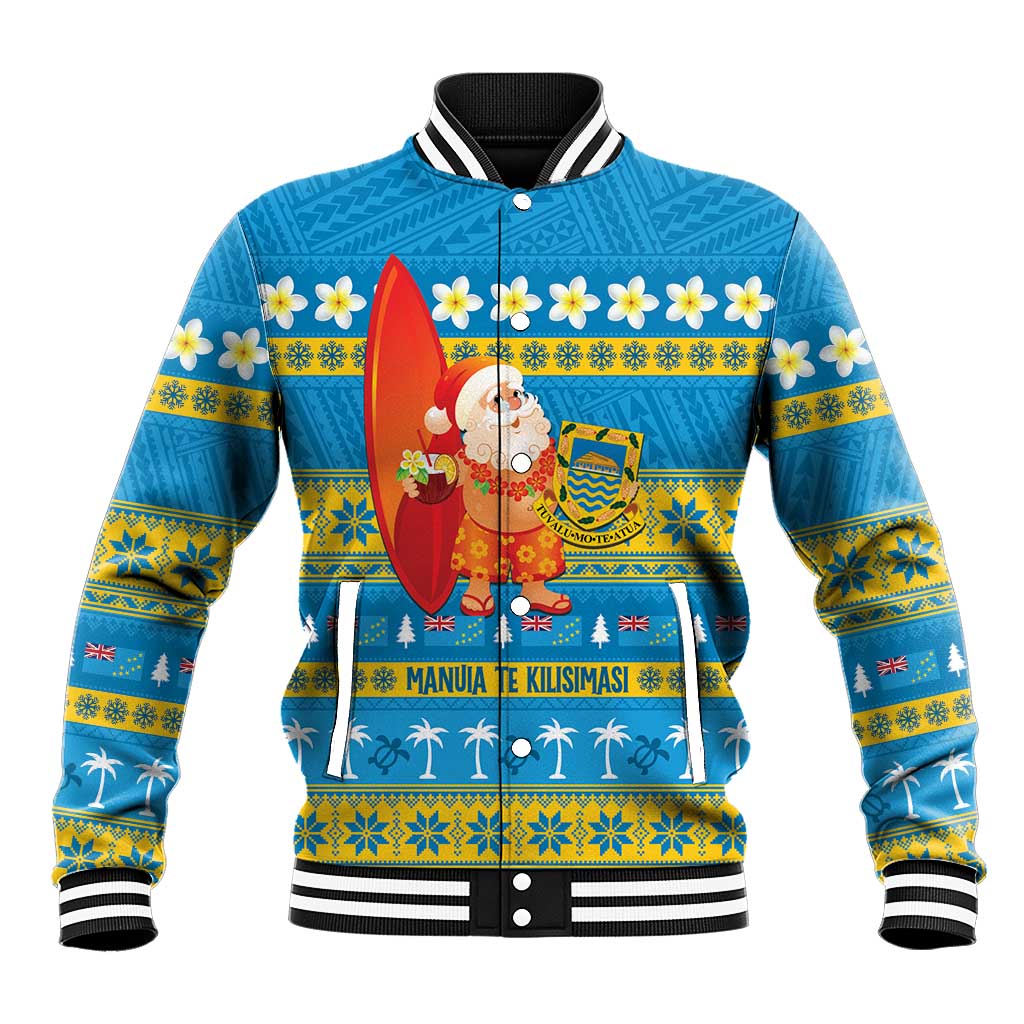 Tuvalu Christmas Baseball Jacket Cute Santa Manuia te Kilisimasi - Polynesian Pride