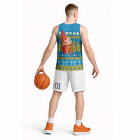 Tuvalu Christmas Basketball Jersey Cute Santa Manuia te Kilisimasi - Polynesian Pride
