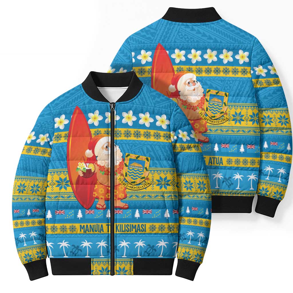 Tuvalu Christmas Bomber Puffer Jacket Cute Santa Manuia te Kilisimasi - Polynesian Pride