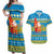 Tuvalu Christmas Couples Matching Off Shoulder Maxi Dress and Hawaiian Shirt Cute Santa Manuia te Kilisimasi - Polynesian Pride