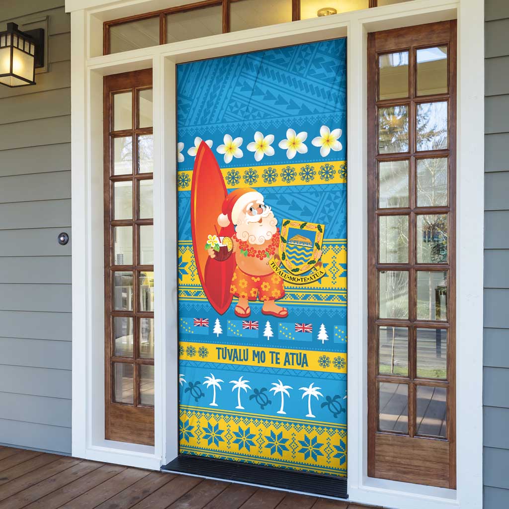 Tuvalu Christmas Door Cover Cute Santa Manuia te Kilisimasi - Polynesian Pride