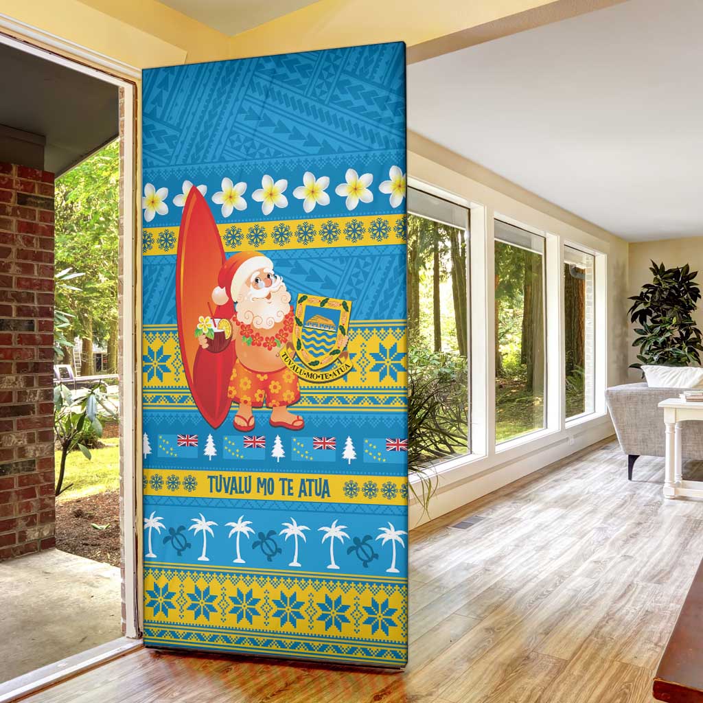 Tuvalu Christmas Door Cover Cute Santa Manuia te Kilisimasi - Polynesian Pride