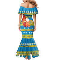 Tuvalu Christmas Family Matching Mermaid Dress and Hawaiian Shirt Cute Santa Manuia te Kilisimasi - Polynesian Pride