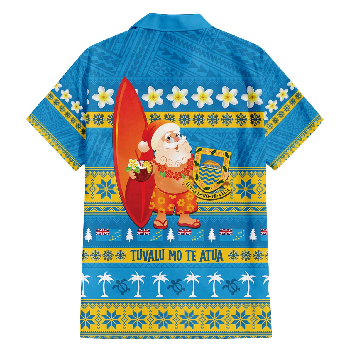 Tuvalu Christmas Family Matching Off The Shoulder Long Sleeve Dress and Hawaiian Shirt Cute Santa Manuia te Kilisimasi - Polynesian Pride