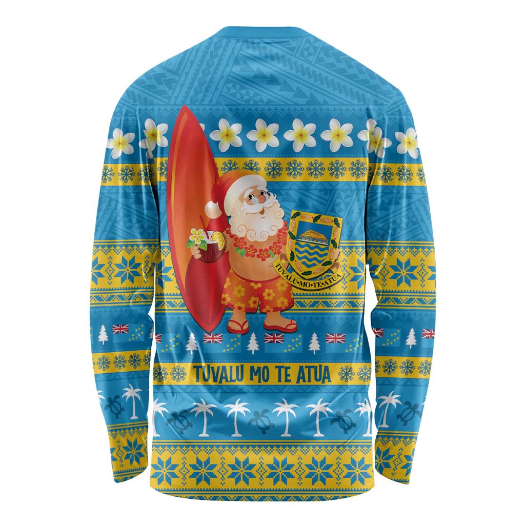 Tuvalu Christmas Long Sleeve Shirt Cute Santa Manuia te Kilisimasi - Polynesian Pride