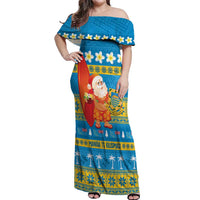 Tuvalu Christmas Off Shoulder Maxi Dress Cute Santa Manuia te Kilisimasi - Polynesian Pride