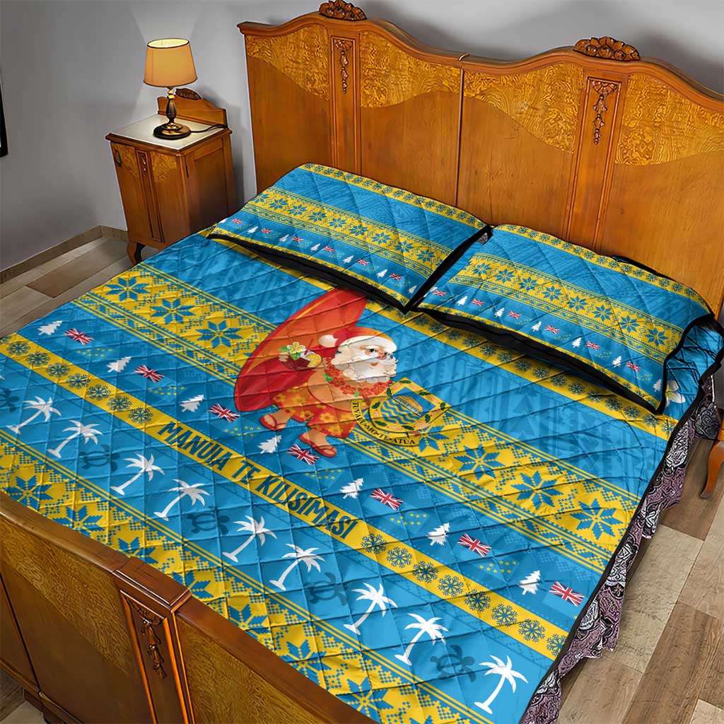 Tuvalu Christmas Quilt Bed Set Cute Santa Manuia te Kilisimasi - Polynesian Pride