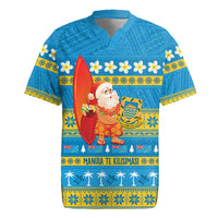 Tuvalu Christmas Rugby Jersey Cute Santa Manuia te Kilisimasi - Polynesian Pride