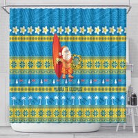 Tuvalu Christmas Shower Curtain Cute Santa Manuia te Kilisimasi - Polynesian Pride