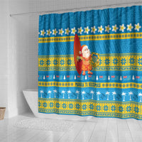 Tuvalu Christmas Shower Curtain Cute Santa Manuia te Kilisimasi - Polynesian Pride
