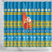 Tuvalu Christmas Shower Curtain Cute Santa Manuia te Kilisimasi - Polynesian Pride