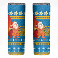 Tuvalu Christmas Skinny Tumbler Cute Santa Manuia te Kilisimasi - Polynesian Pride