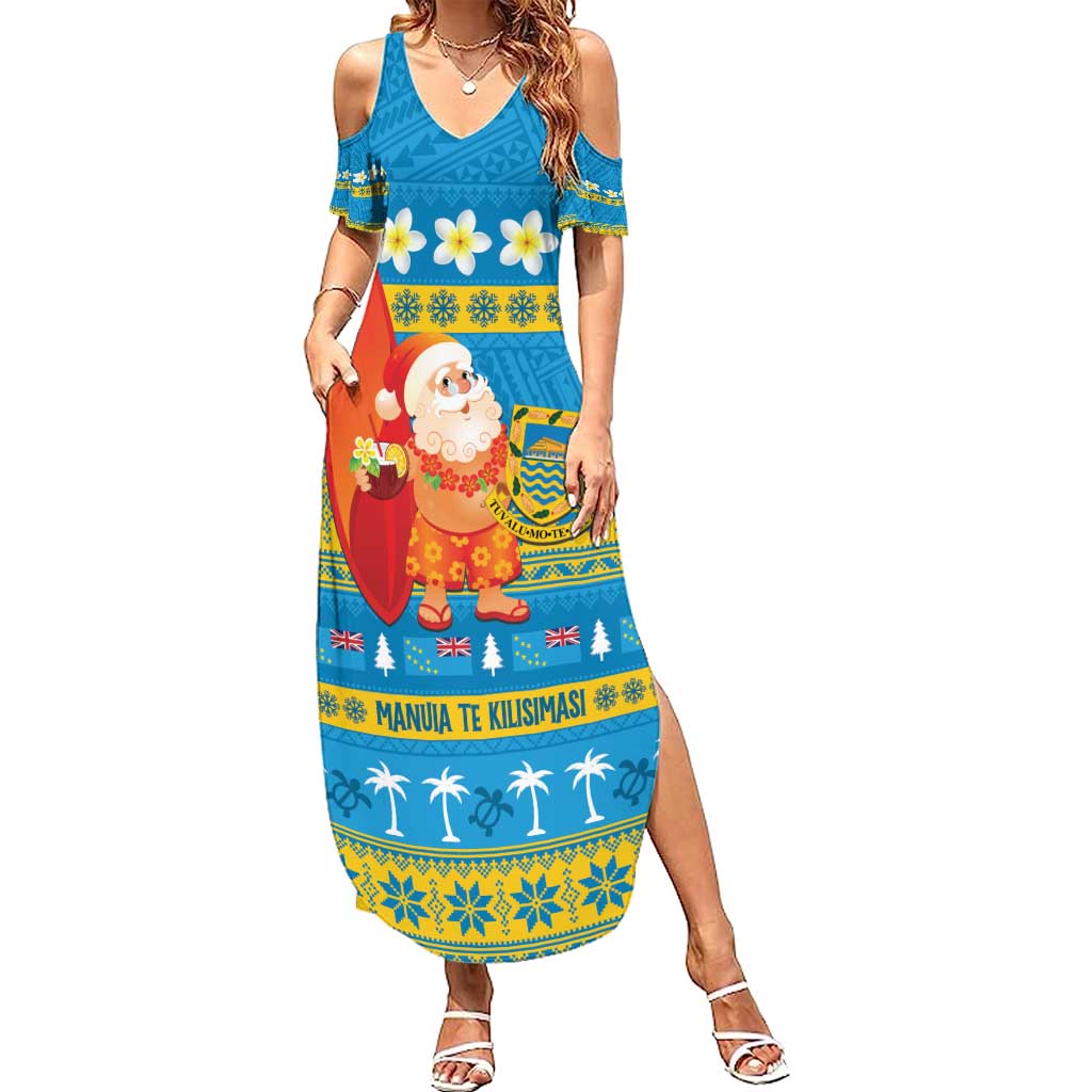 Tuvalu Christmas Summer Maxi Dress Cute Santa Manuia te Kilisimasi - Polynesian Pride