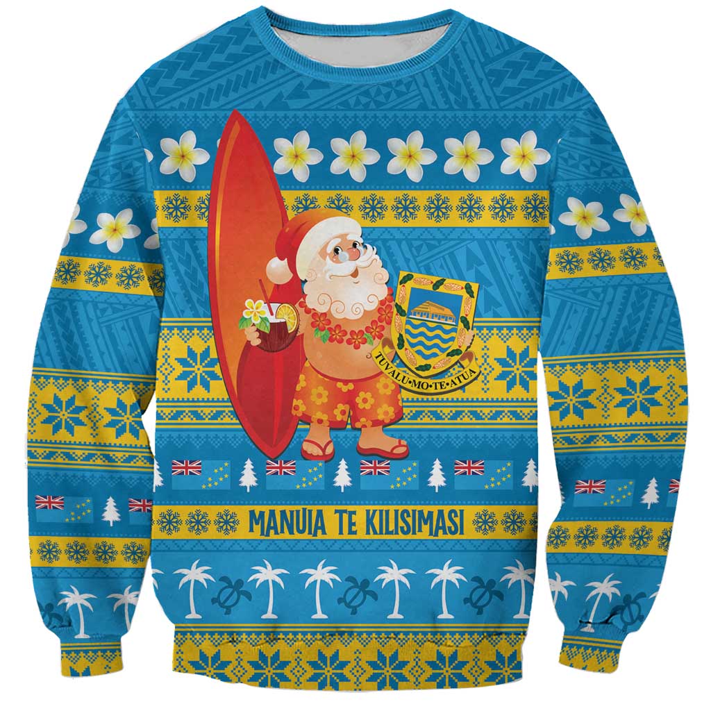 Tuvalu Christmas Sweatshirt Cute Santa Manuia te Kilisimasi - Polynesian Pride
