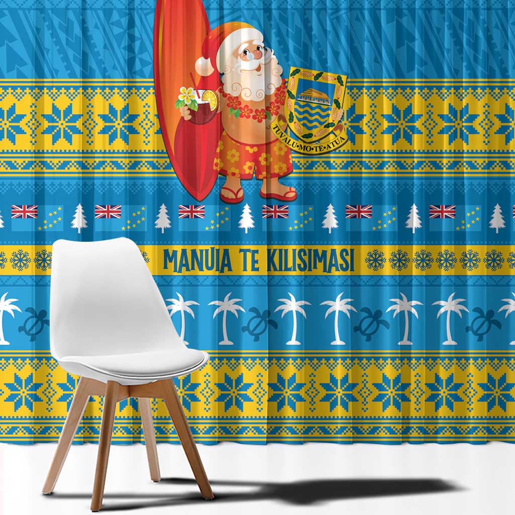 Tuvalu Christmas Window Curtain Cute Santa Manuia te Kilisimasi - Polynesian Pride