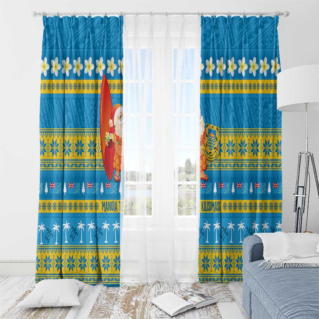 Tuvalu Christmas Window Curtain Cute Santa Manuia te Kilisimasi - Polynesian Pride