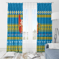 Tuvalu Christmas Window Curtain Cute Santa Manuia te Kilisimasi - Polynesian Pride