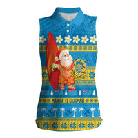 Tuvalu Christmas Women Sleeveless Polo Shirt Cute Santa Manuia te Kilisimasi - Polynesian Pride