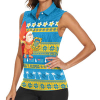 Tuvalu Christmas Women Sleeveless Polo Shirt Cute Santa Manuia te Kilisimasi - Polynesian Pride