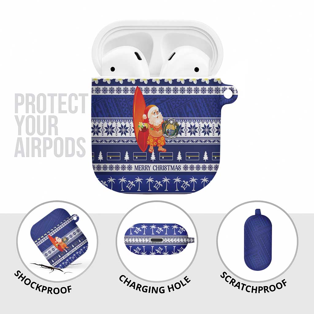 Nauru Christmas AirPods Case Cute Santa Coat Of Arms Merry Xmas - Polynesian Pride