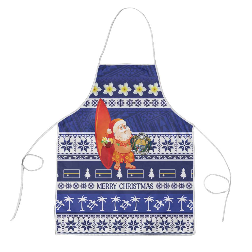 Nauru Christmas Apron Cute Santa Coat Of Arms Merry Xmas - Polynesian Pride
