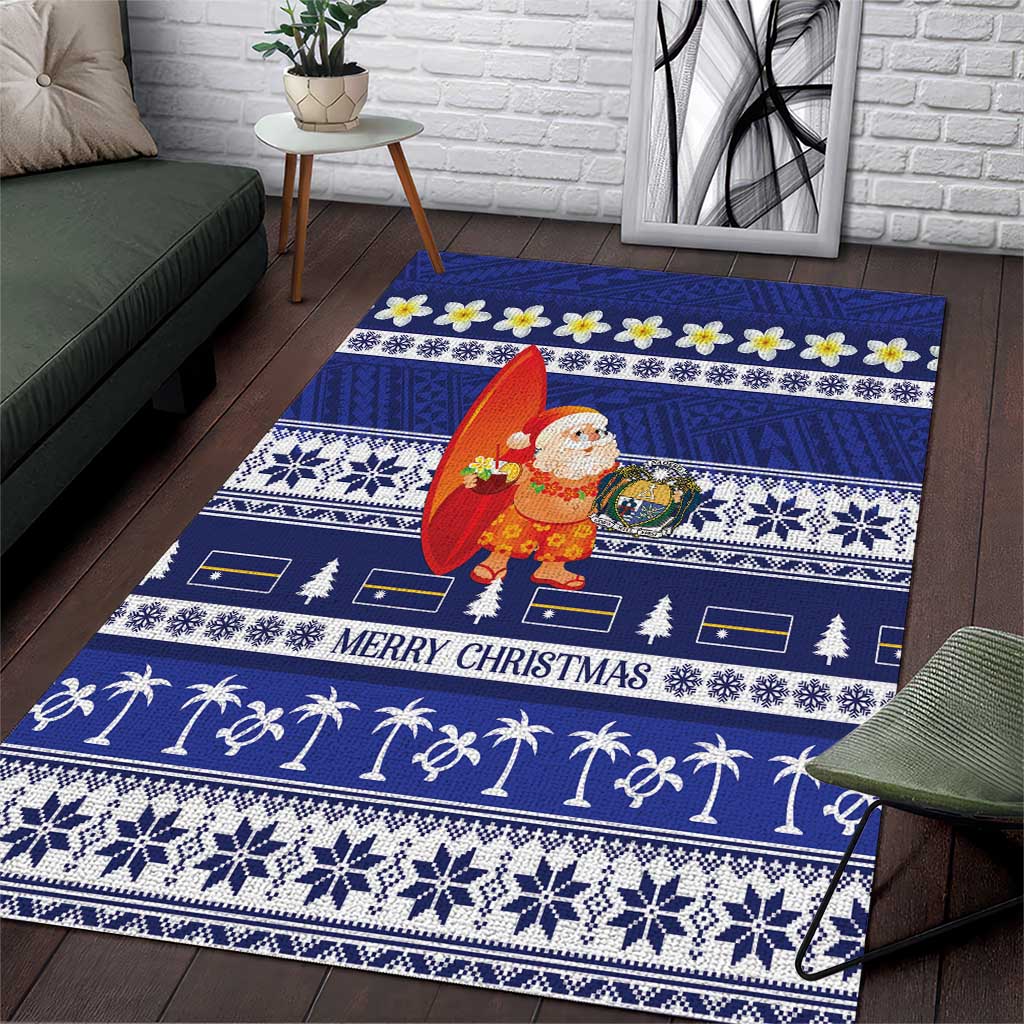 Nauru Christmas Area Rug Cute Santa Coat Of Arms Merry Xmas - Polynesian Pride