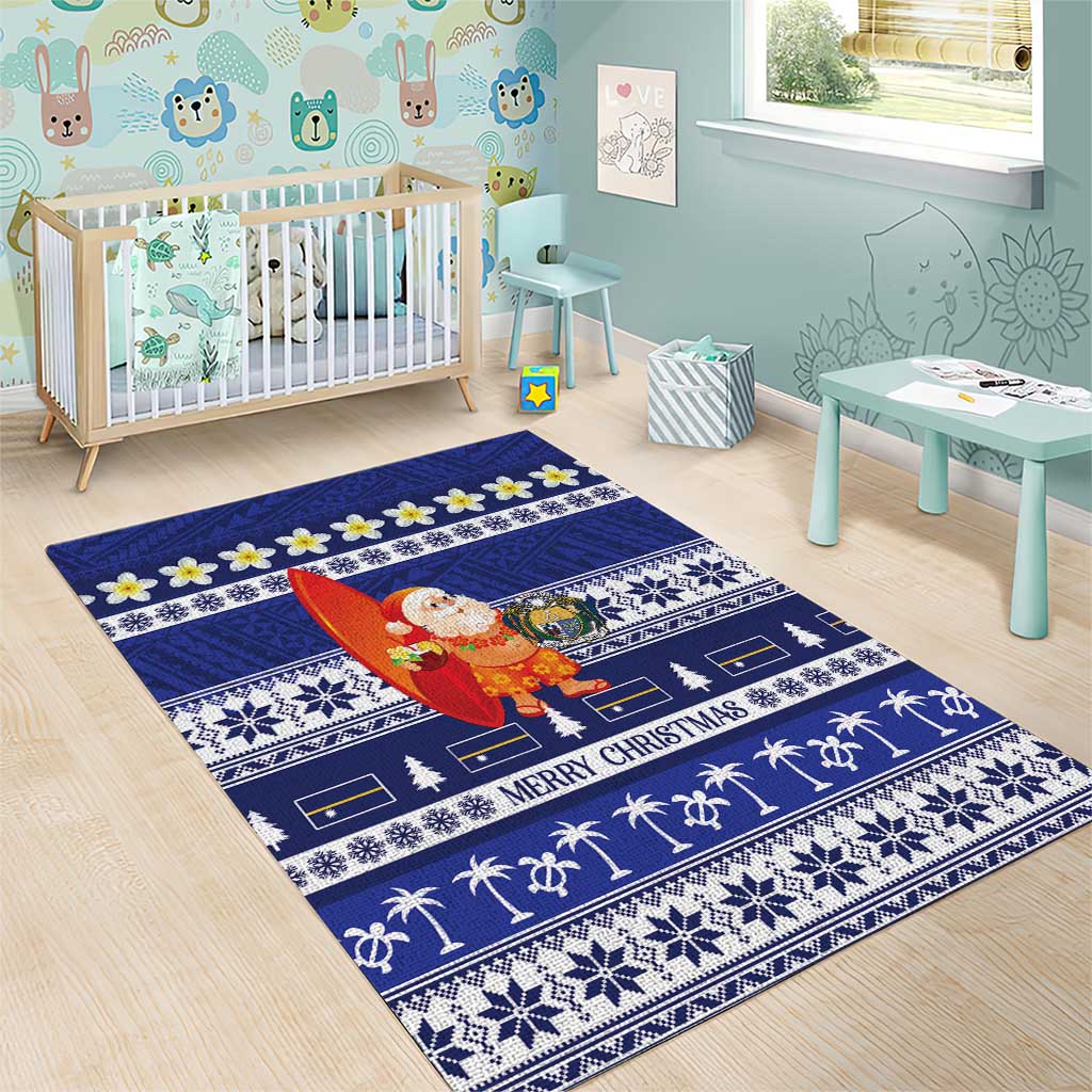 Nauru Christmas Area Rug Cute Santa Coat Of Arms Merry Xmas - Polynesian Pride