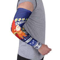 Nauru Christmas Arm Sleeves Cute Santa Coat Of Arms Merry Xmas - Polynesian Pride