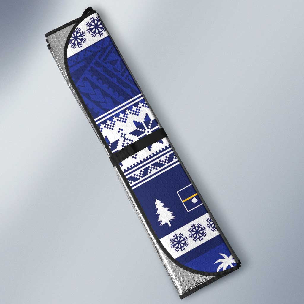 Nauru Christmas Auto Sun Shade Cute Santa Coat Of Arms Merry Xmas - Polynesian Pride