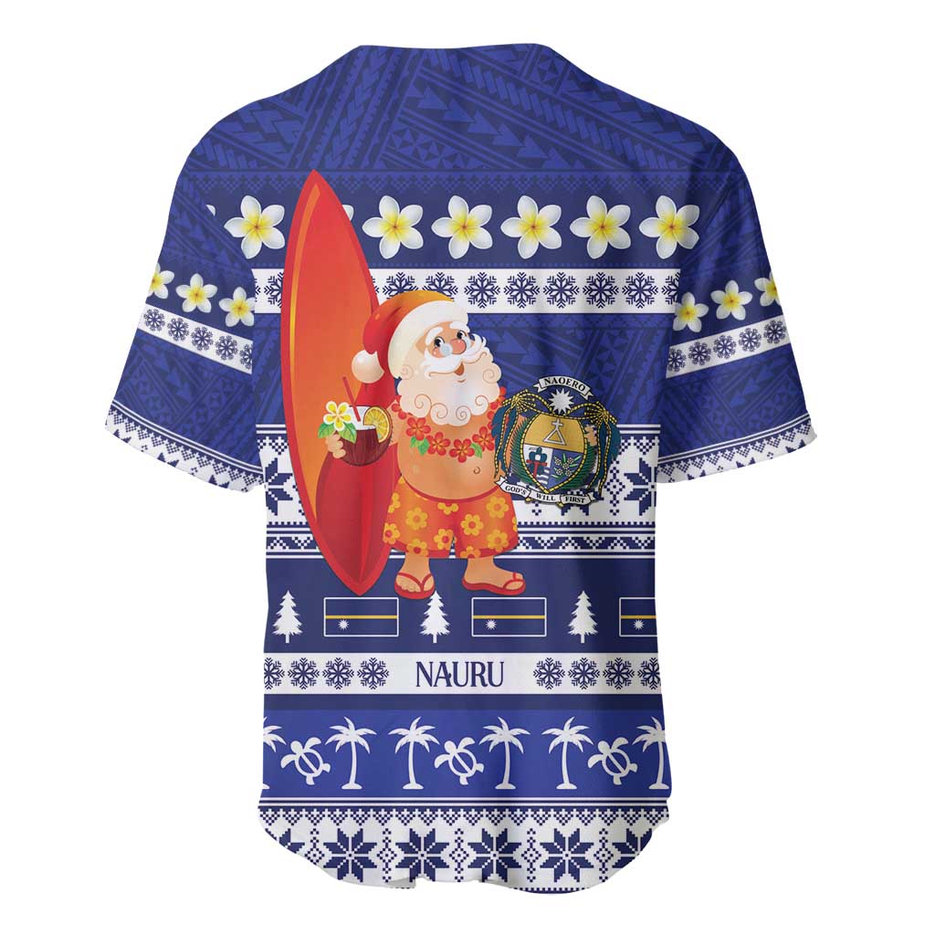 Nauru Christmas Baseball Jersey Cute Santa Coat Of Arms Merry Xmas - Polynesian Pride