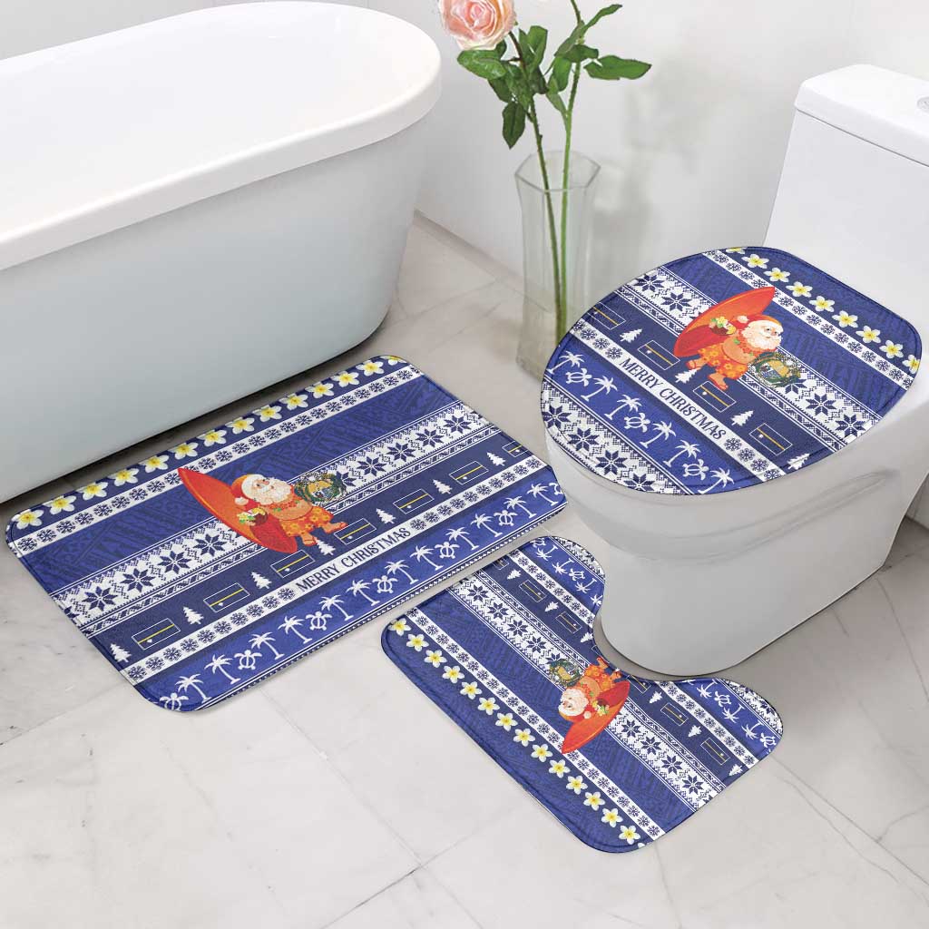 Nauru Christmas Bathroom Set Cute Santa Coat Of Arms Merry Xmas - Polynesian Pride