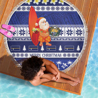 Nauru Christmas Beach Blanket Cute Santa Coat Of Arms Merry Xmas - Polynesian Pride