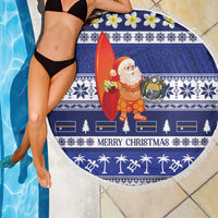 Nauru Christmas Beach Blanket Cute Santa Coat Of Arms Merry Xmas - Polynesian Pride