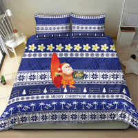 Nauru Christmas Bedding Set Cute Santa Coat Of Arms Merry Xmas - Polynesian Pride