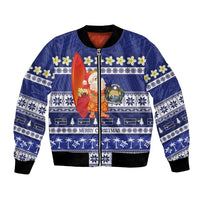 Nauru Christmas Bomber Jacket Cute Santa Coat Of Arms Merry Xmas - Polynesian Pride