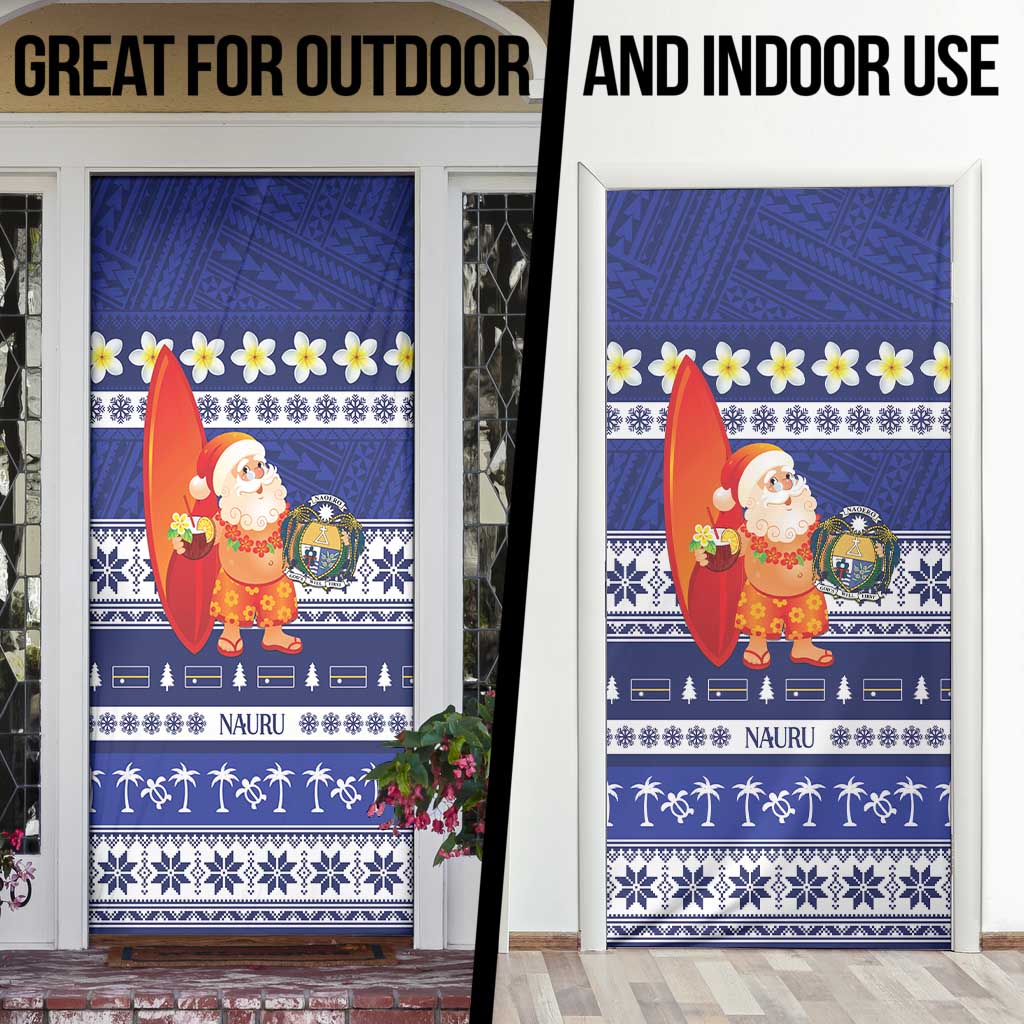 Nauru Christmas Door Cover Cute Santa Coat Of Arms Merry Xmas - Polynesian Pride