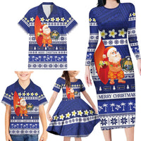 Nauru Christmas Family Matching Long Sleeve Bodycon Dress and Hawaiian Shirt Cute Santa Coat Of Arms Merry Xmas - Polynesian Pride