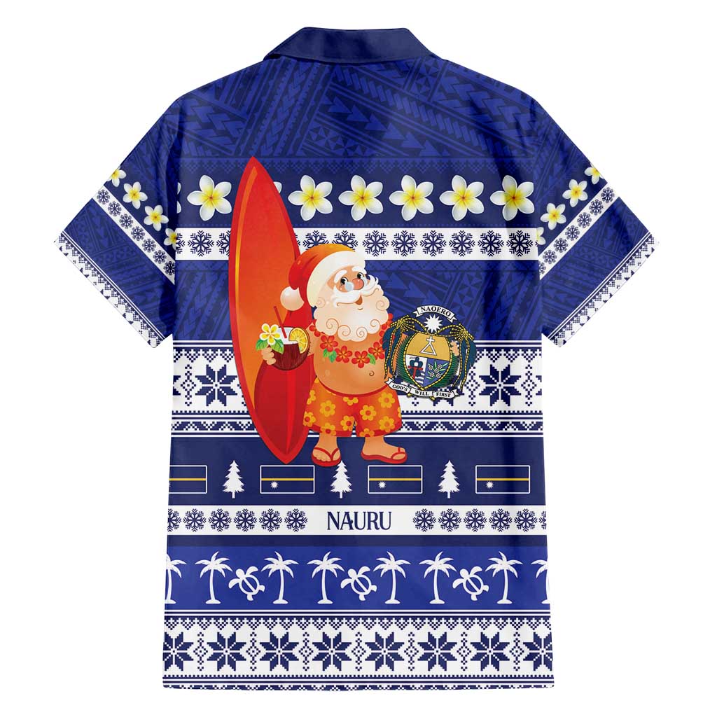 Nauru Christmas Family Matching Long Sleeve Bodycon Dress and Hawaiian Shirt Cute Santa Coat Of Arms Merry Xmas - Polynesian Pride