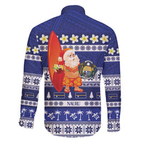 Nauru Christmas Family Matching Long Sleeve Bodycon Dress and Hawaiian Shirt Cute Santa Coat Of Arms Merry Xmas - Polynesian Pride