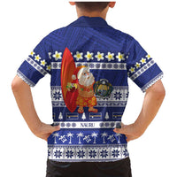 Nauru Christmas Family Matching Mermaid Dress and Hawaiian Shirt Cute Santa Coat Of Arms Merry Xmas - Polynesian Pride