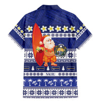 Nauru Christmas Family Matching Mermaid Dress and Hawaiian Shirt Cute Santa Coat Of Arms Merry Xmas - Polynesian Pride