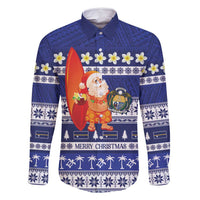 Nauru Christmas Family Matching Off Shoulder Short Dress and Hawaiian Shirt Cute Santa Coat Of Arms Merry Xmas - Polynesian Pride