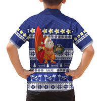 Nauru Christmas Family Matching Puletasi and Hawaiian Shirt Cute Santa Coat Of Arms Merry Xmas - Polynesian Pride